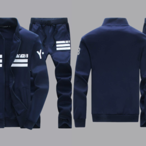 Men Sportswear Patchwork Deep Blue / Black Two-piece Pants Set