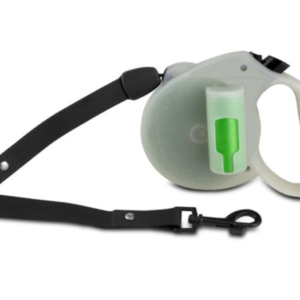 PAW Bio Retractable Leash with Green Pick-up Bags, Glow in the dark