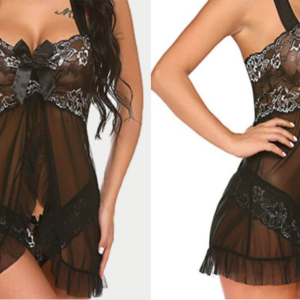 Patchwork See-through Black Baby-dolls