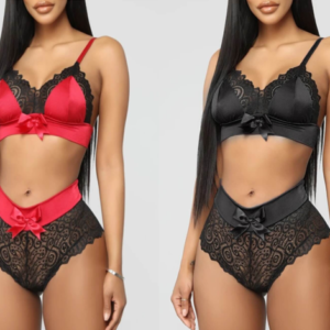 Sexy Bow-tie Decoration Patchwork Bra Set