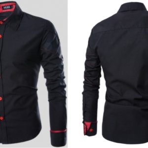 Trendy Turndown Collar Buttons Design Black Men Shirt