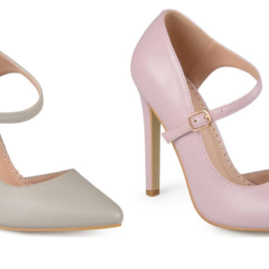 Women Faux Leather Pointed Toe D'orsay Ankle Strap Heels