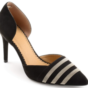 Women Faux Suede D'orsay Pointed Toe Chain Detail Heels