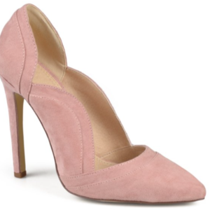 Women's Pointed Toe Scalloped Faux Suede High Heel Pump