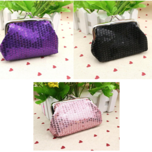 Women's Small Sequin Wallet Card Holder Coin Purse Clutch Handbag Bag