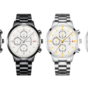 Large Dial Three Eyes Six Needles Steel Strap Calendar Fashion Men's Business Watches