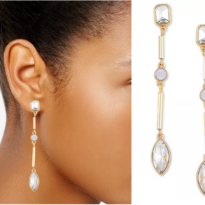 Guess - Crystal & Stone Linear Drop Earrings